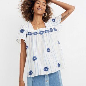 Madewell Floral Embroidered Butterfly Top‎ Size M